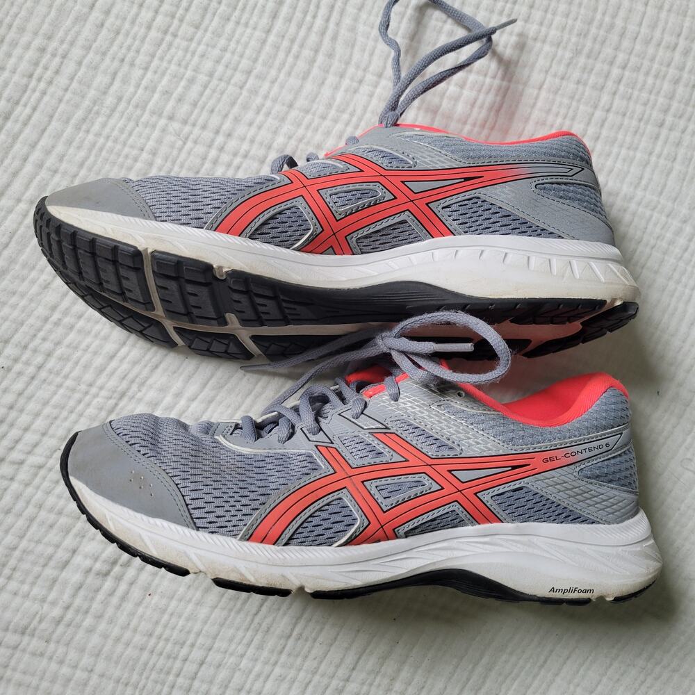 Asics Womens 11 Running Sneakers Gel Contend 6 Shoes Gray Neon Pink - Picture 4 of 8